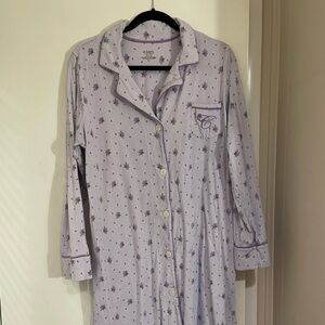 Ralph Lauren Chaps Lavender Striped Floral violet flowers.  Nightshirt. XL